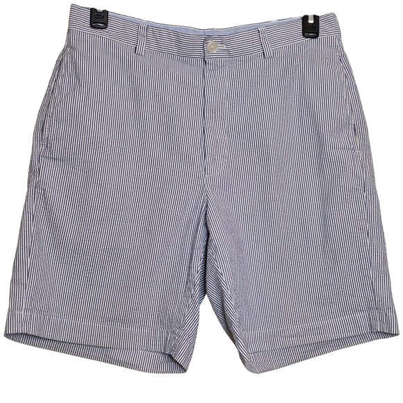 Brooks Brothers Mens 34 Seersucker Shorts Striped Flat Front Cotton Casual - Picture 1 of 8